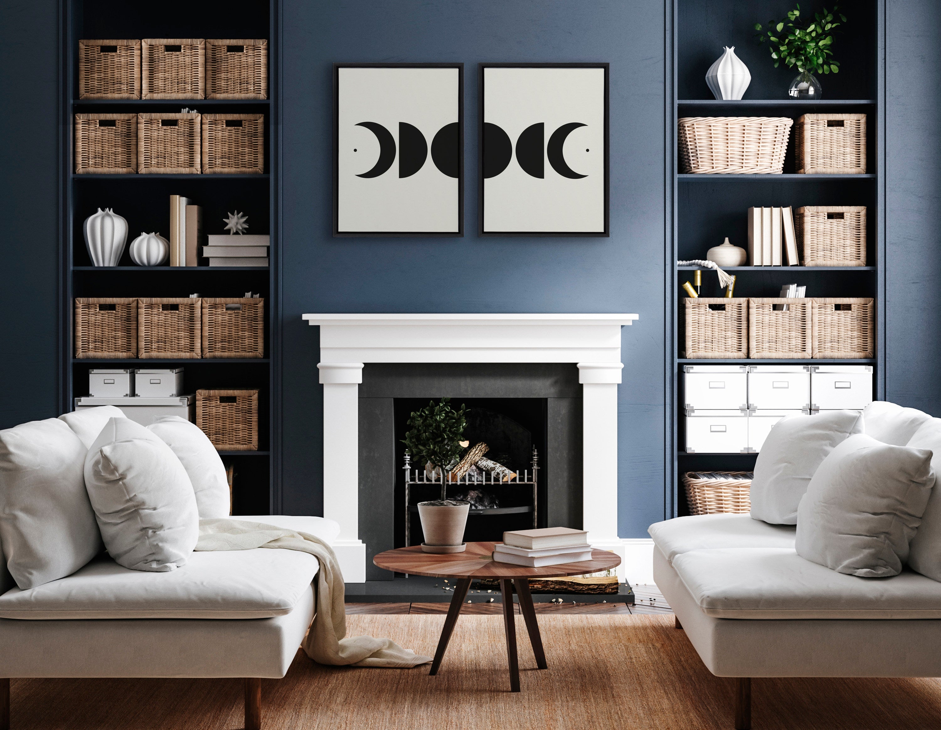 Sylvie Modern Geometric Moon Phases Framed Canvas Set by The Creative by kateandlaurel - product image 4 for Resin Society