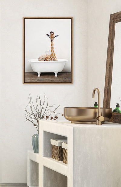 Sylvie Giraffe 2 in the Tub Color Framed Canvas by kateandlaurel - product image 4 for Resin Society