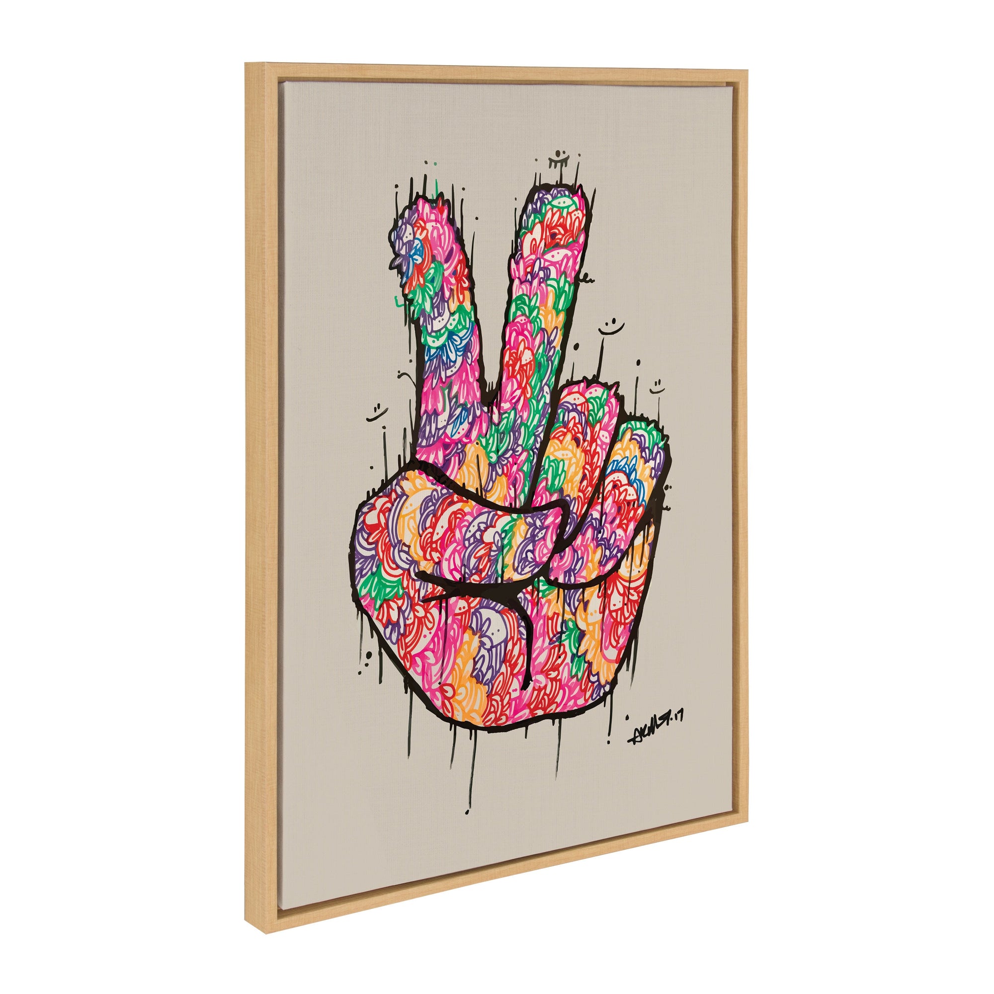 Sylvie Peace Sign Framed Canvas by kateandlaurel - product image 7 for Resin Society