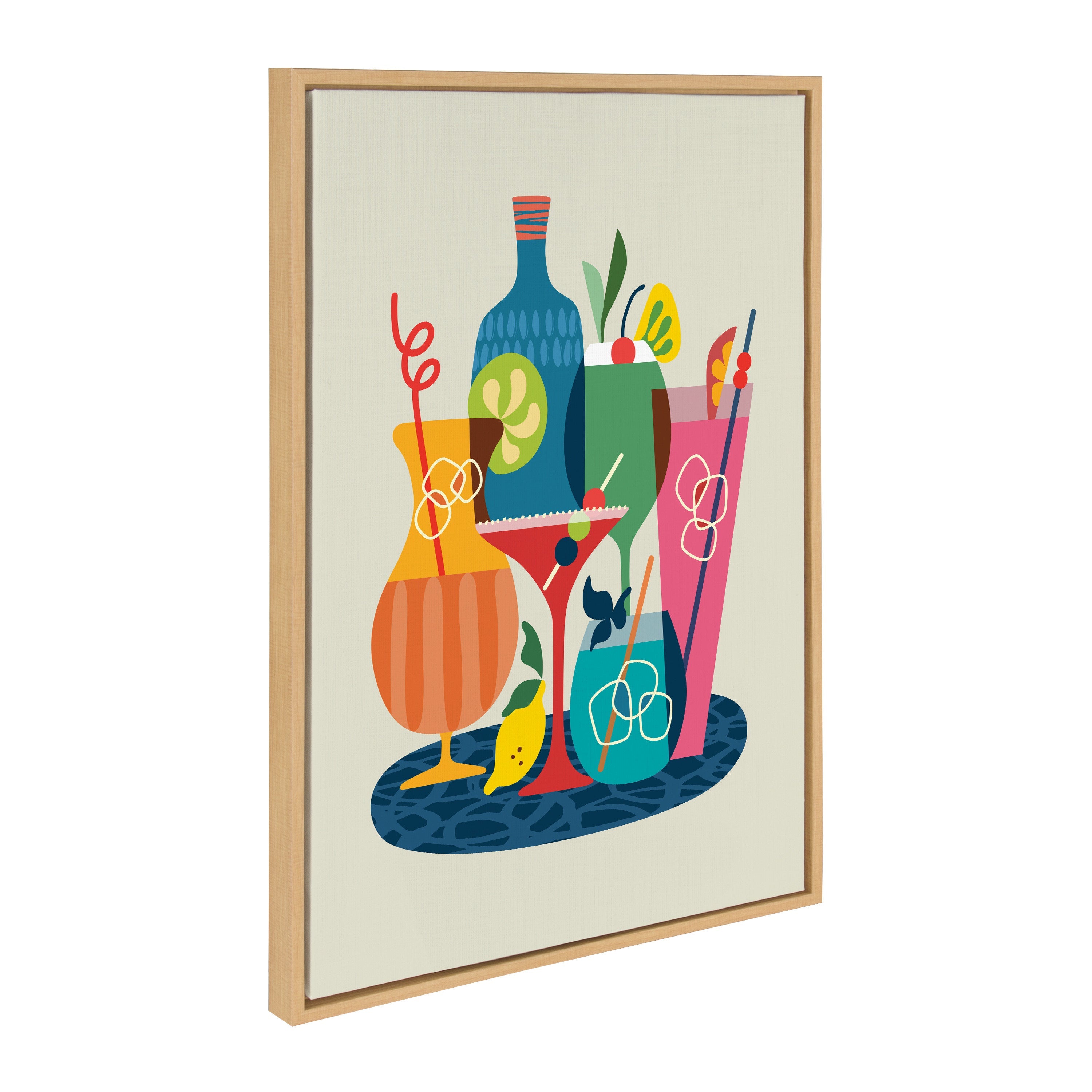 Sylvie Mid Century Modern Cocktails Framed Canvas by kateandlaurel - product image 8 for Resin Society