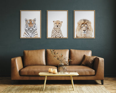 Sylvie Lion Stare Portrait Framed Canvas by Amy Peterson Art Studio