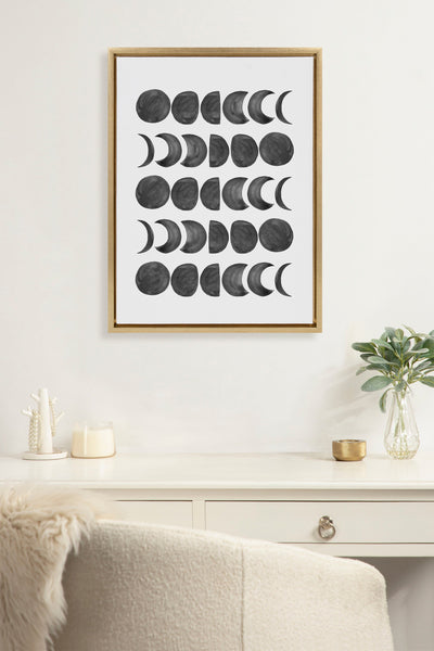 Sylvie 901 Moon Phases Black on White Framed Canvas by kateandlaurel - product image 4 for Resin Society