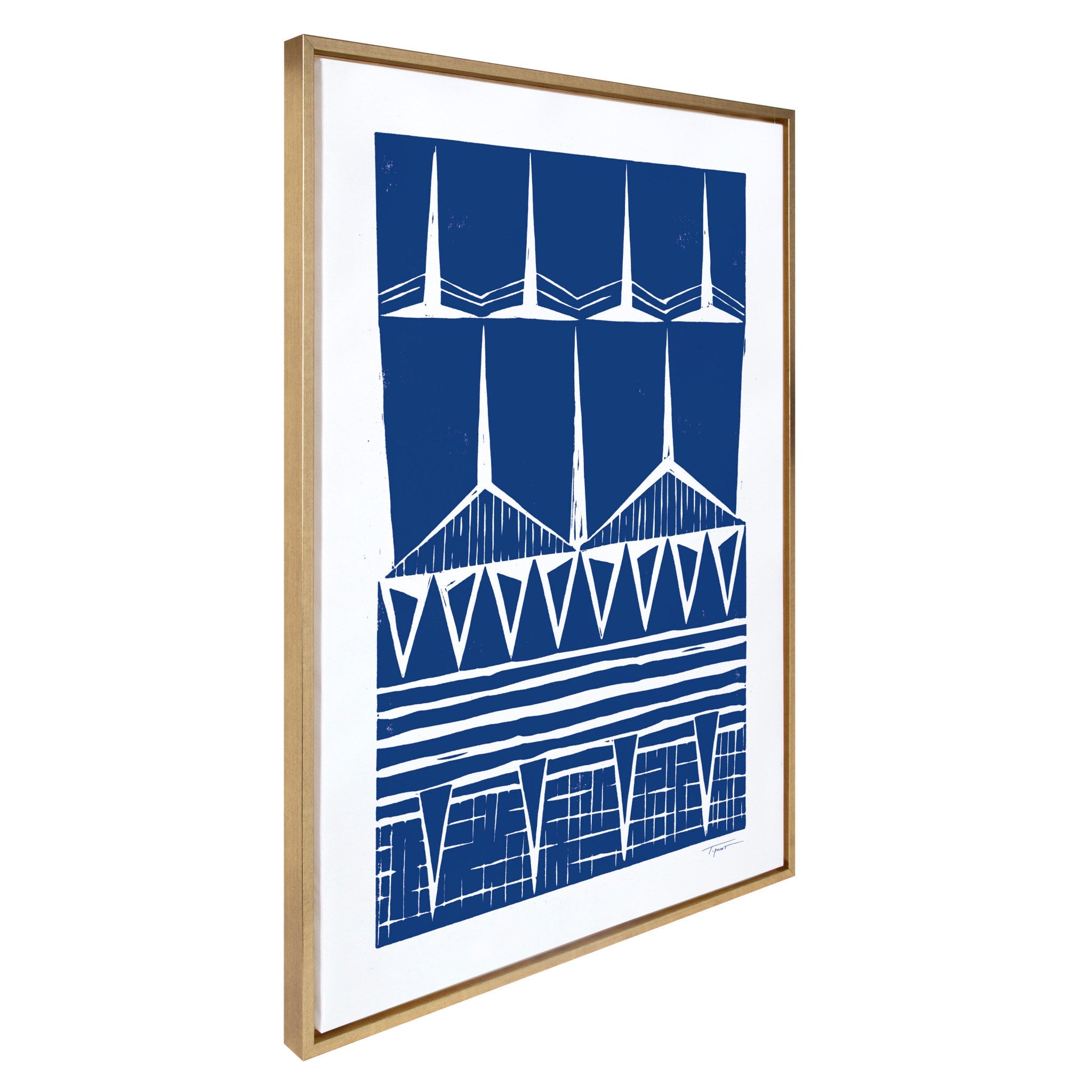 Sylvie Modern Tribal Block Print Indigo Framed Canvas by kateandlaurel - product image 2 for Resin Society