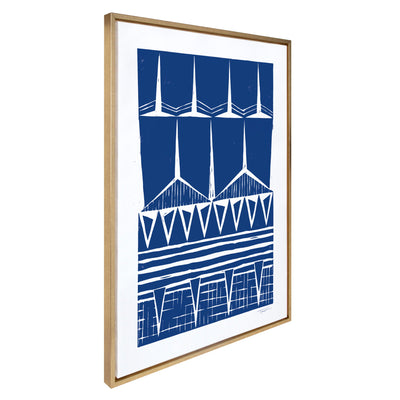 Sylvie Modern Tribal Block Print Indigo Framed Canvas by kateandlaurel - product image 2 for Resin Society