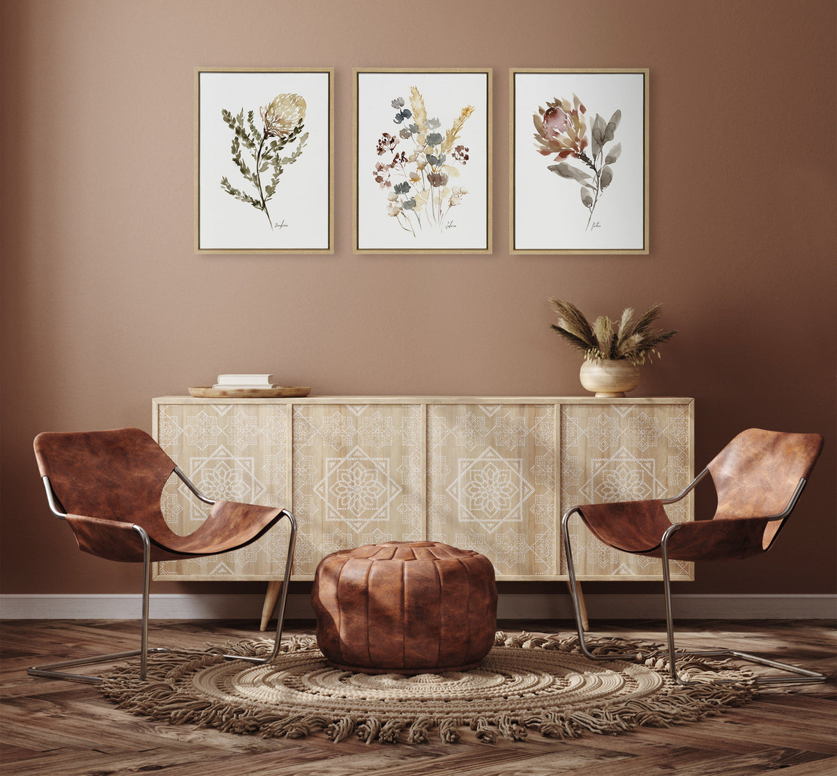 Sylvie Wild Banksia Wild Salvia and Wild King Protea Framed Canvas by kateandlaurel - product image 4 for Resin Society