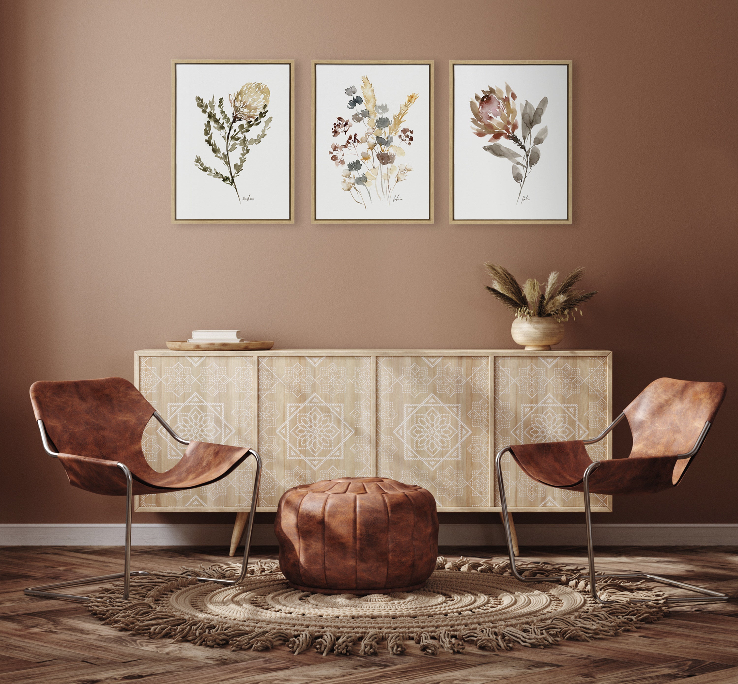 Sylvie Wild Banksia Wild Salvia and Wild King Protea Framed Canvas by kateandlaurel - product image 4 for Resin Society