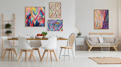 Sylvie Beaded EV Heart Burst 1 Framed Canvas by EttaVee