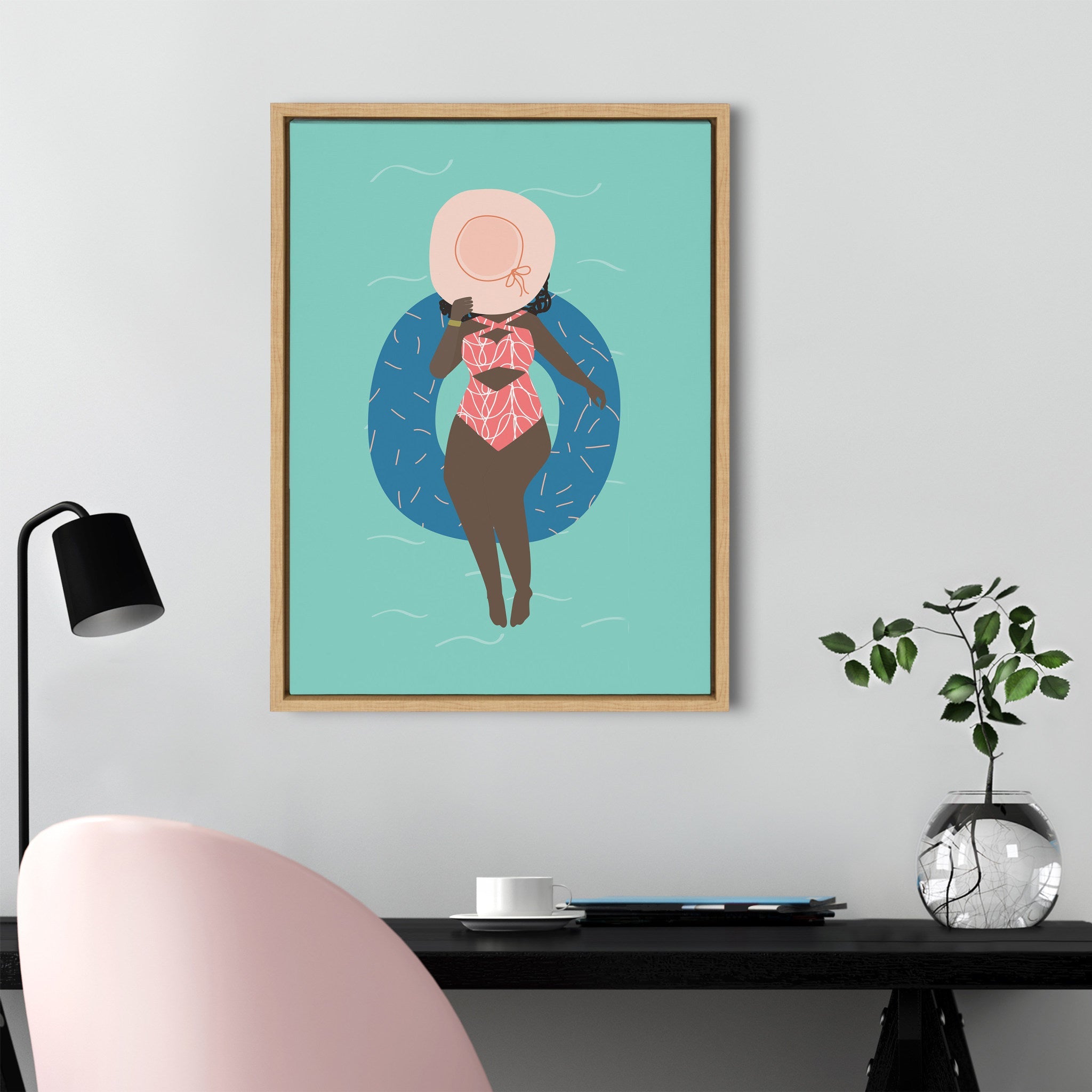 Sylvie By the Pool Framed Canvas by Queenbe Monyei by kateandlaurel - product image 7 for Resin Society