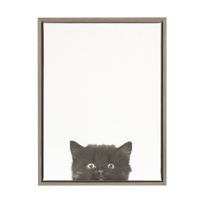 Sylvie Black Kitten Framed Canvas by Simon Te of Tai Prints