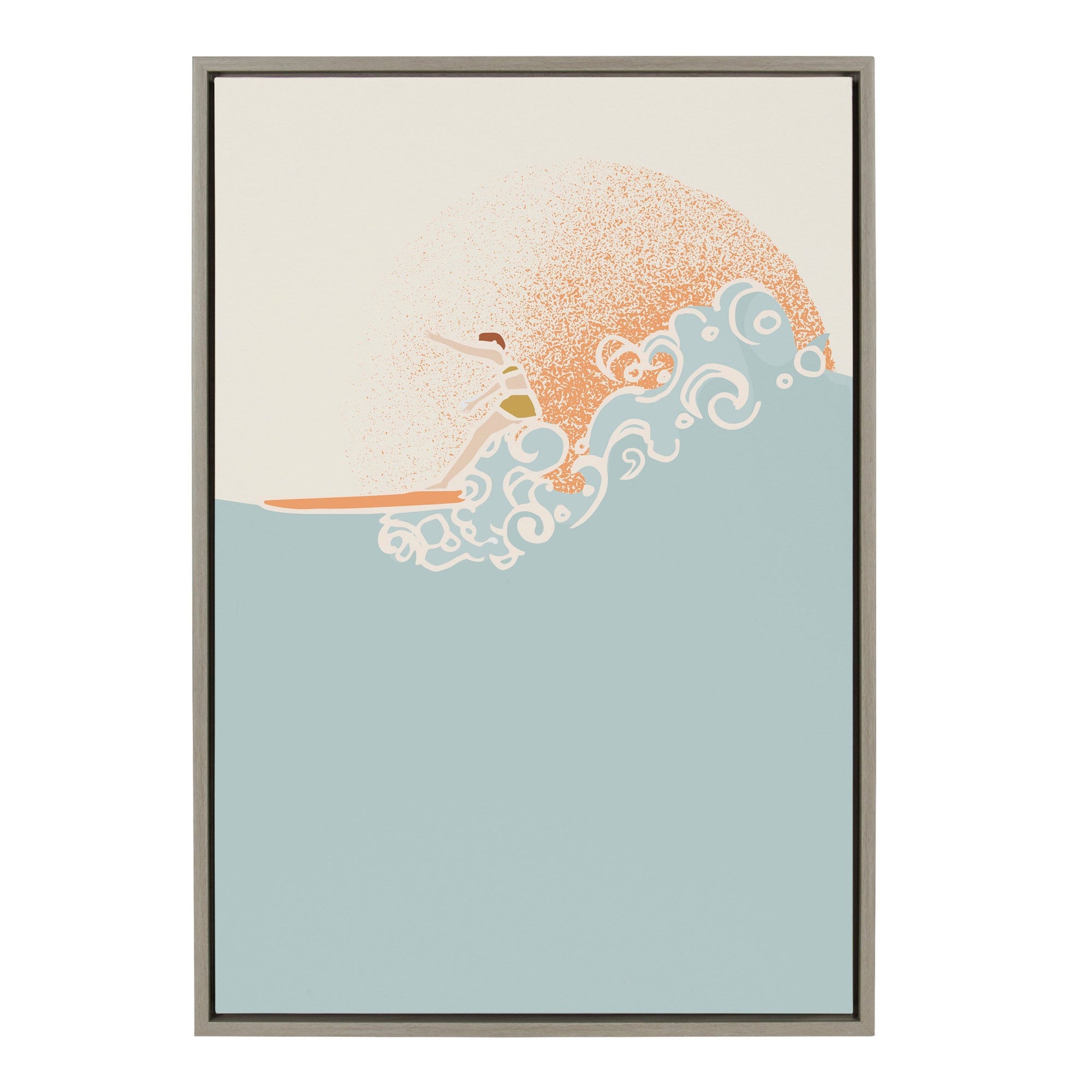 Sylvie Sea Breeze Surfer Girl Framed Canvas by Hannah Beisang by kateandlaurel - main product image for Resin Society
