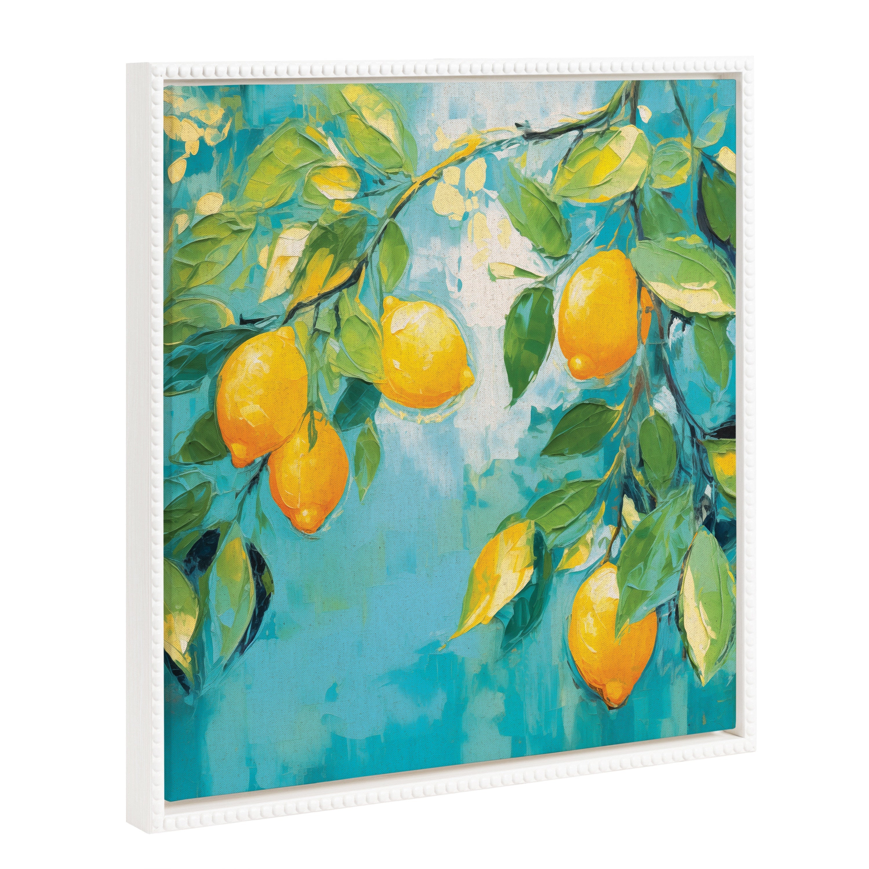 Sylvie Beaded Lemon Tree Framed Canvas by The Creative Bunch Studio