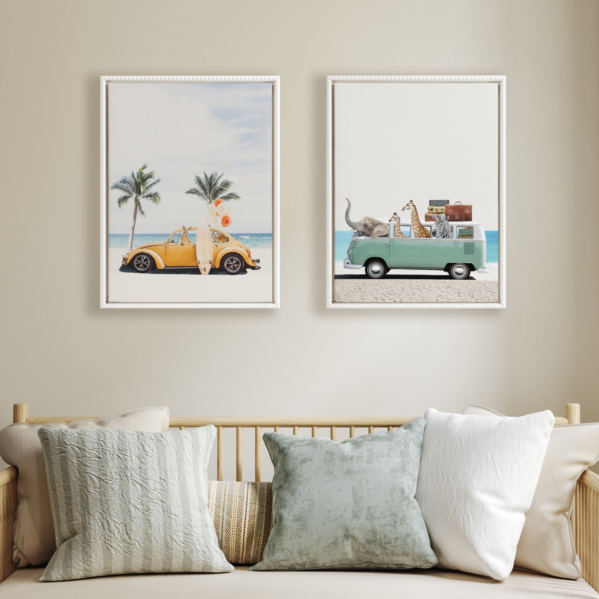 Sylvie Beaded Kangaroo Summer Adventures Framed Canvas by July Art Prints
