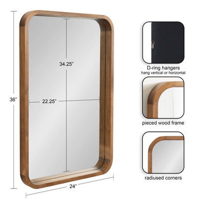 Hutton Wood Framed Radius Rectangle Mirror by kateandlaurel - product image 2 for Resin Society