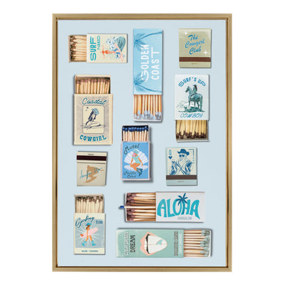 Sylvie Retro Matchbox Blue Coastal Cowgirl Framed Canvas by Honey Island Studio