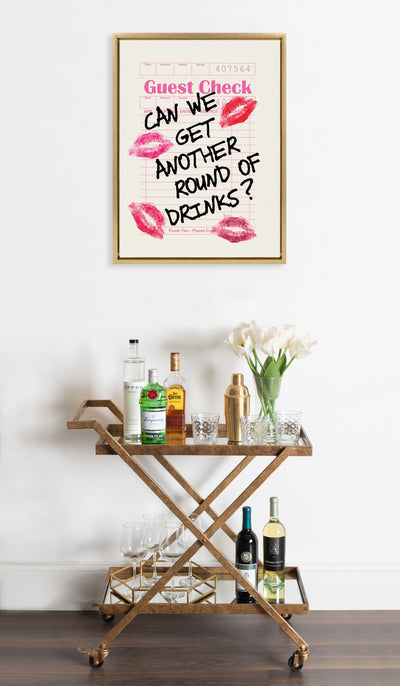 Sylvie Another Round Guest Check Framed Canvas by Alli Standefer