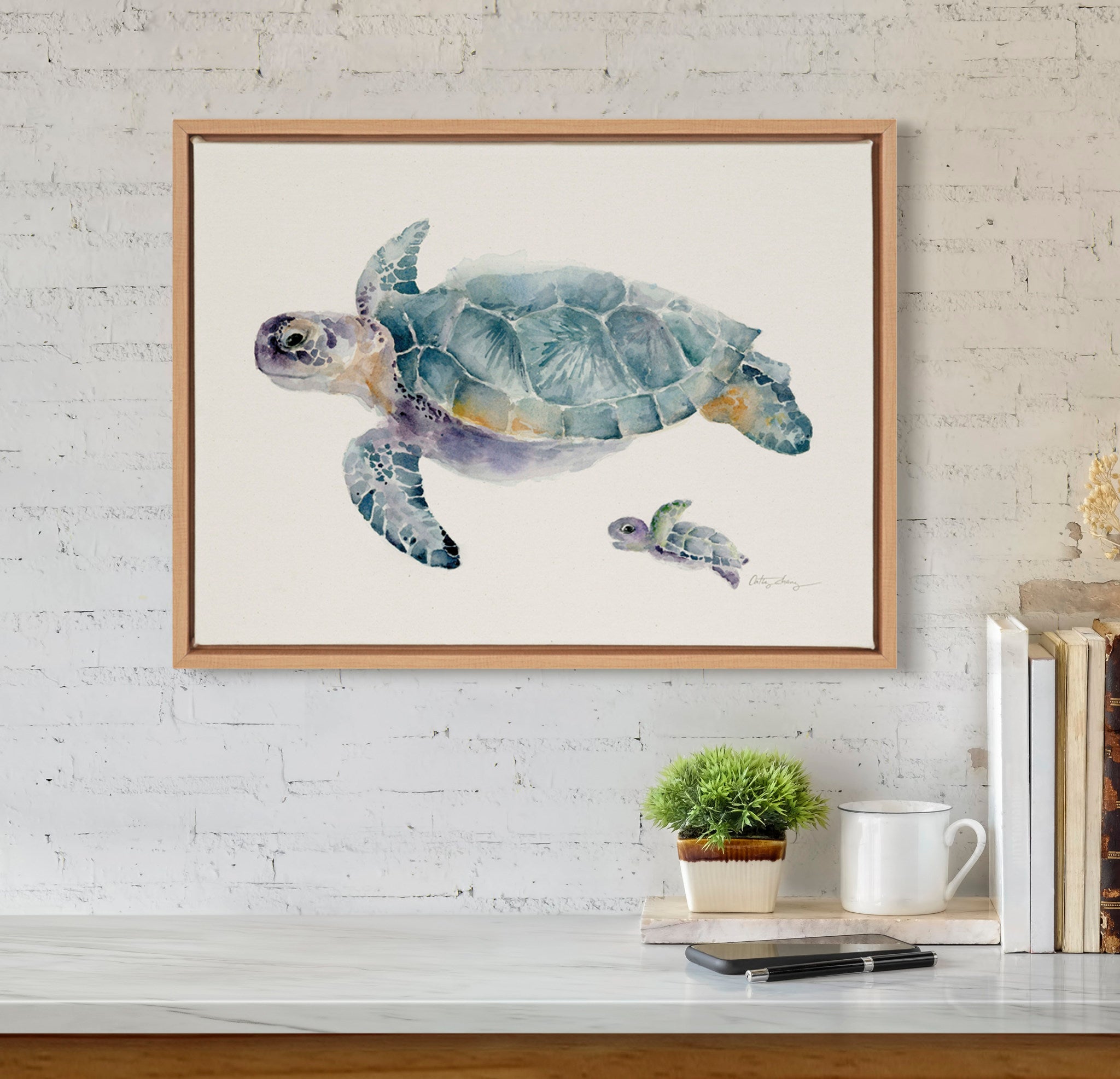 Sylvie Swim Along with Me Framed Canvas by Cathy Zhang by kateandlaurel - product image 6 for Resin Society