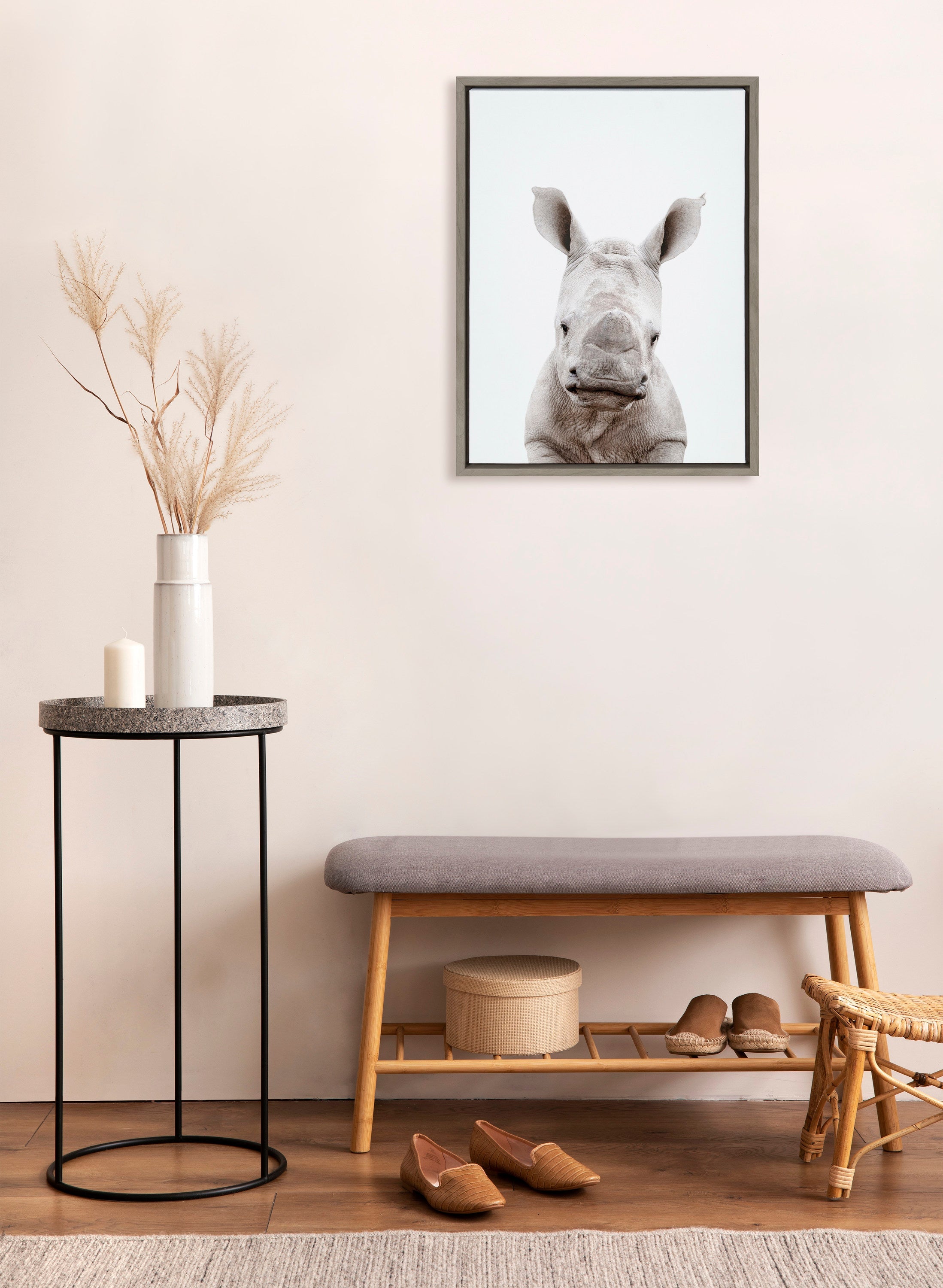 Sylvie Animal Studio Baby Rhino Framed Canvas by Amy Peterson Art Studio