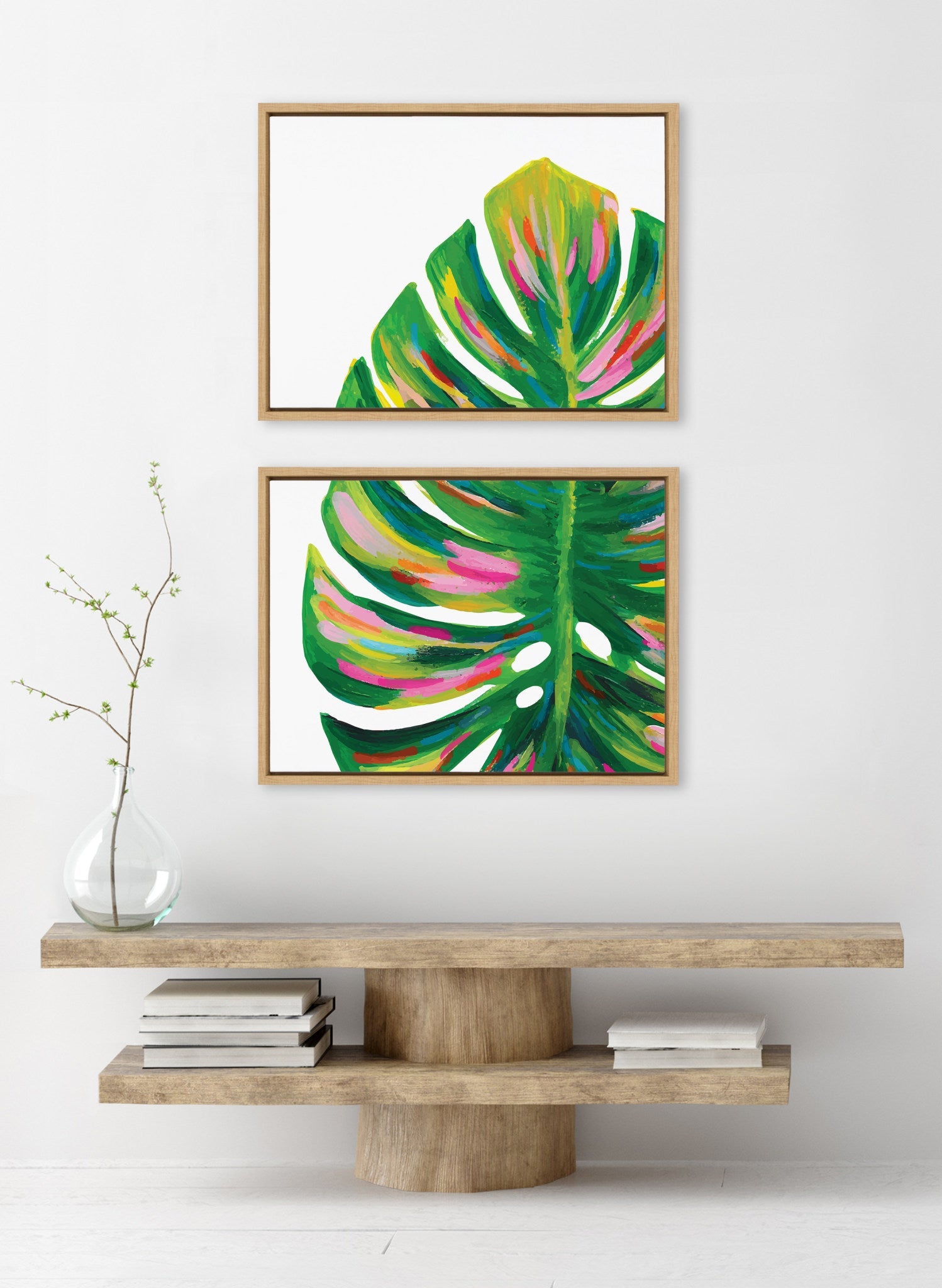 Sylvie Monstera 1 and 2 Framed Canvas Art Set by Jessi Raulet of Ettavee