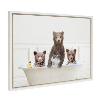 Sylvie Three bears In Bubble Bath Neutral Style Framed Canvas by kateandlaurel - product image 7 for Resin Society
