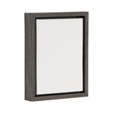 Plain white 8x10 canvas stretched and mounted on a wooden frame with a dark gray finish, shown at a slight angle.