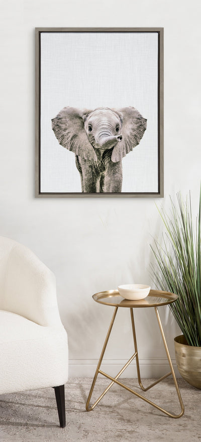 Sylvie Baby Elephant Color Framed Canvas by kateandlaurel - product image 10 for Resin Society