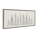 Sylvie Minimalist Evergreen Trees Sketch Framed Canvas