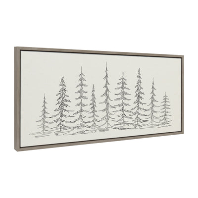 Sylvie Minimalist Evergreen Trees Sketch Framed Canvas