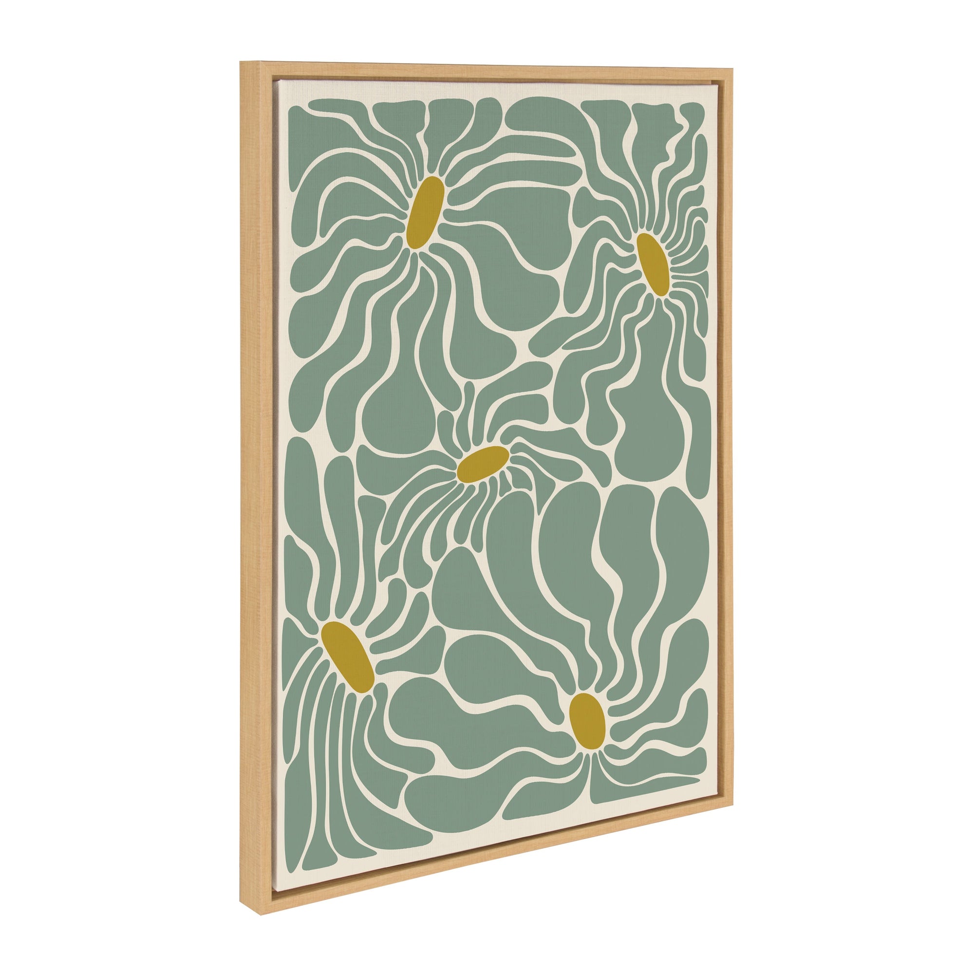 Sylvie Fluid Flowers 1 framed canvas by Carrie Cantwell showing a dynamic floral artwork with fluid shapes and vibrant colors