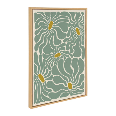 Sylvie Fluid Flowers 1 framed canvas by Carrie Cantwell showing a dynamic floral artwork with fluid shapes and vibrant colors