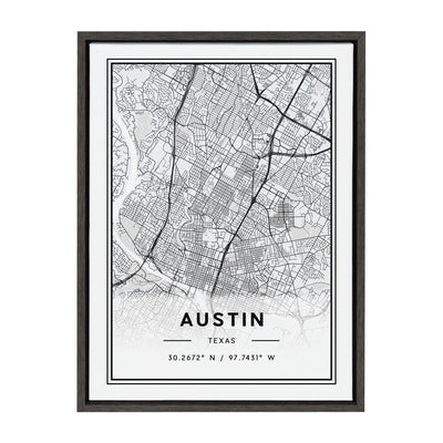 Sylvie Austin Modern Map Framed Canvas by kateandlaurel - main product image for Resin Society