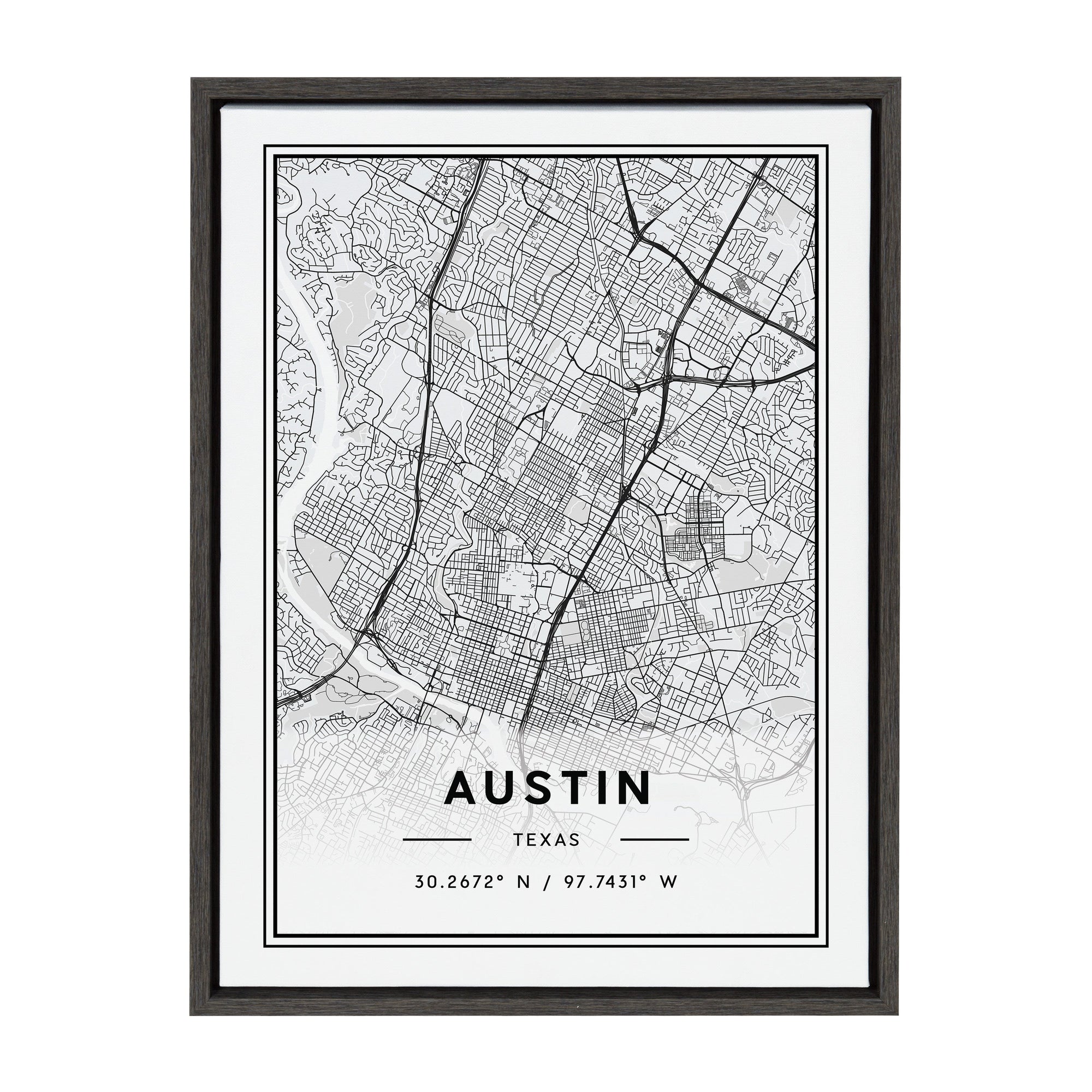 Sylvie Austin Modern Map Framed Canvas by kateandlaurel - product image 8 for Resin Society
