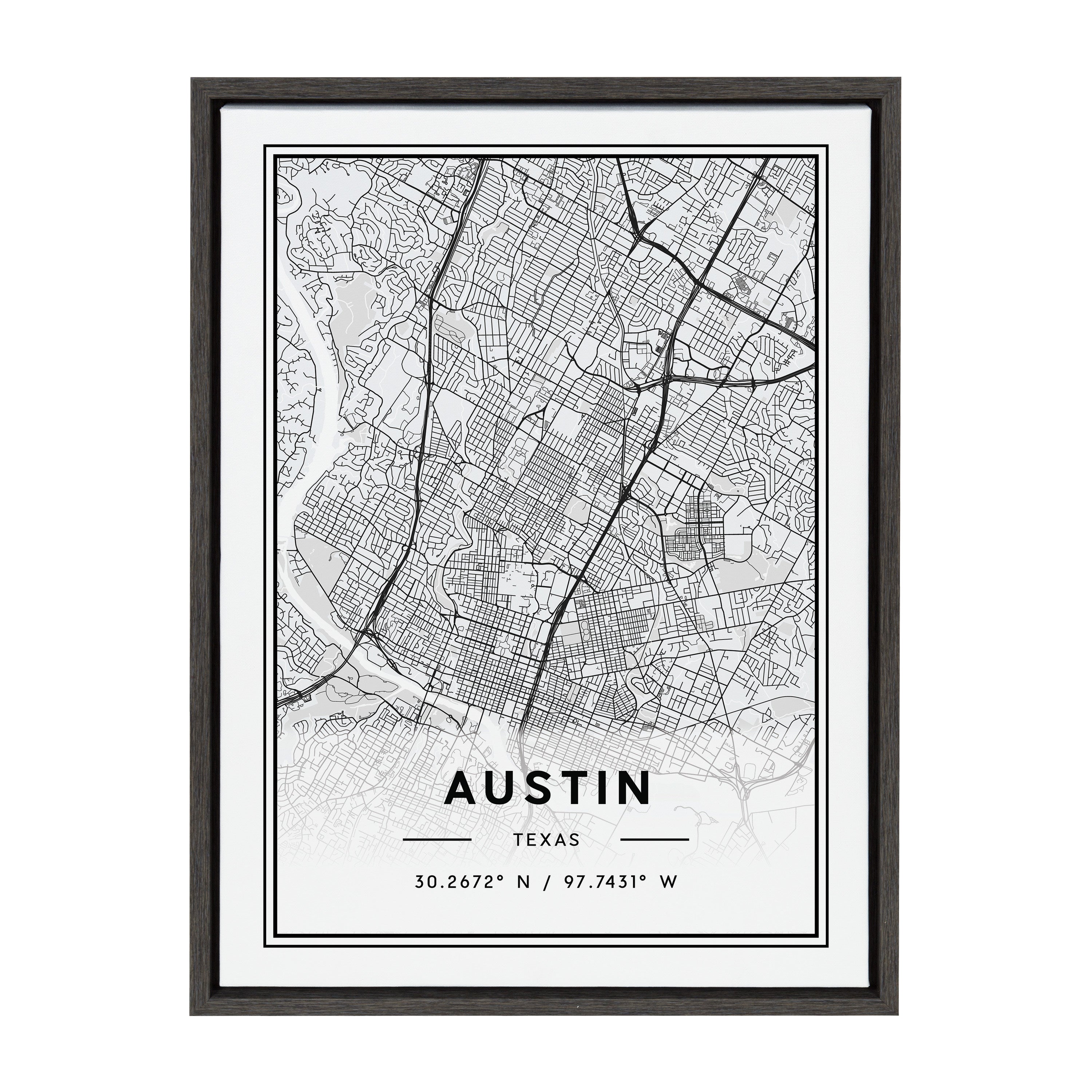 Sylvie Austin Modern Map Framed Canvas by kateandlaurel - product image 8 for Resin Society