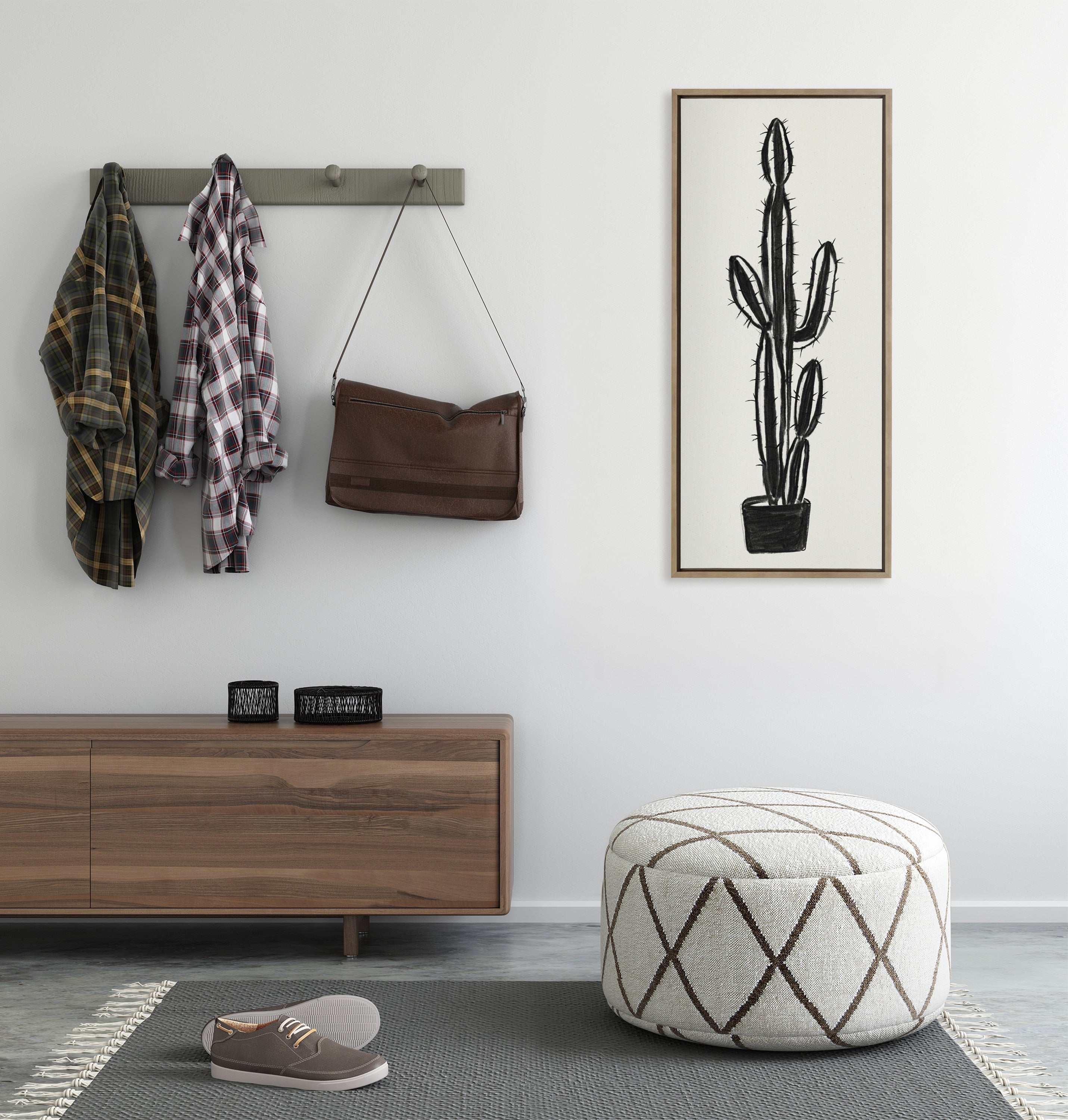 Sylvie 664 Cactus In Pot BW Framed Canvas by kateandlaurel - product image 4 for Resin Society