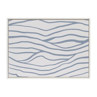 Sylvie Simple Elegant Coastal Waves Framed Canvas by The Creative Bunch Studio
