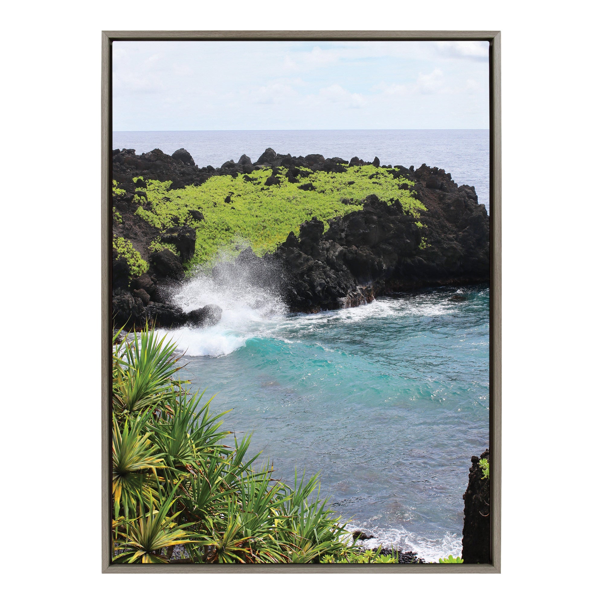 Sylvie Maui Black Sand Swell Framed Canvas by Rachel Bolgov by kateandlaurel - product image 10 for Resin Society