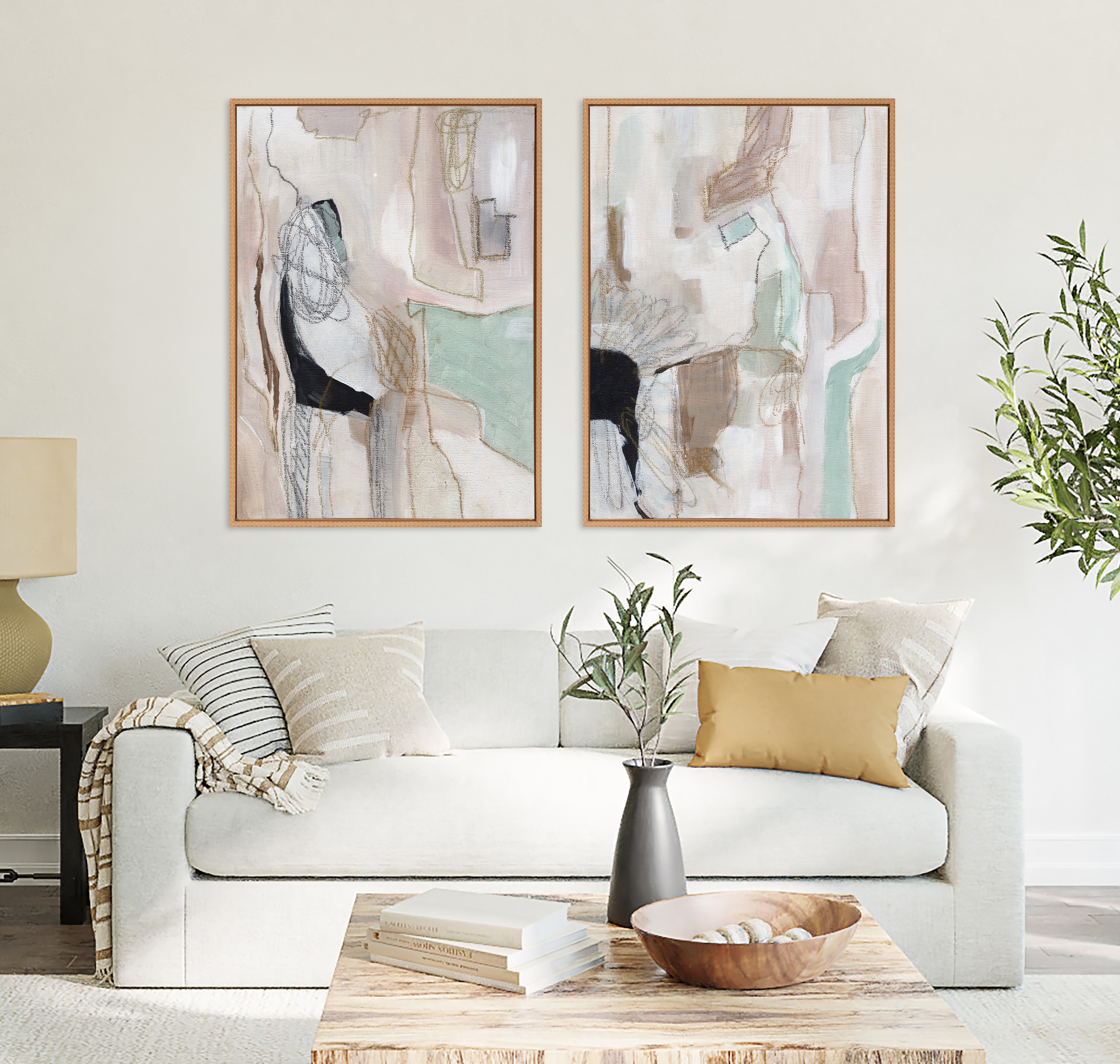 Sylvie Beaded Whispers of a Distant Land 1 and 2 Framed Canvas Art Set by Nikita Jariwala