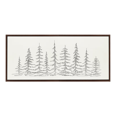 Sylvie Minimalist Evergreen Trees Sketch Framed Canvas