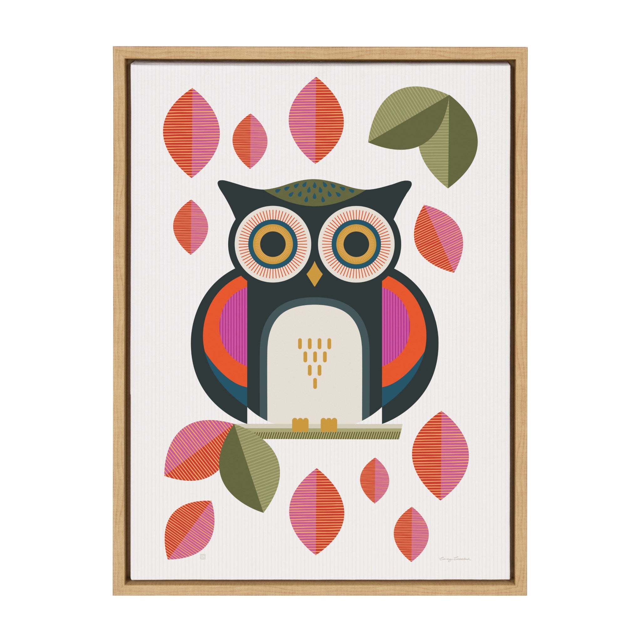 Sylvie Retro Owl Framed Canvas by Carey Copeland