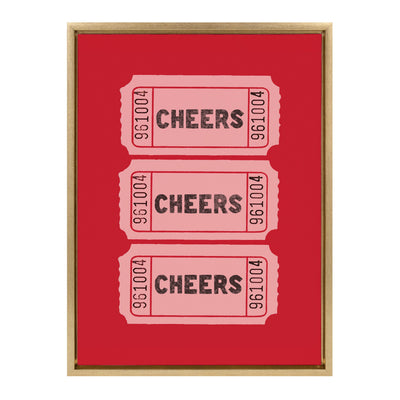 Sylvie Cheers Pink Red Ticket Framed Canvas by Alli Standefer
