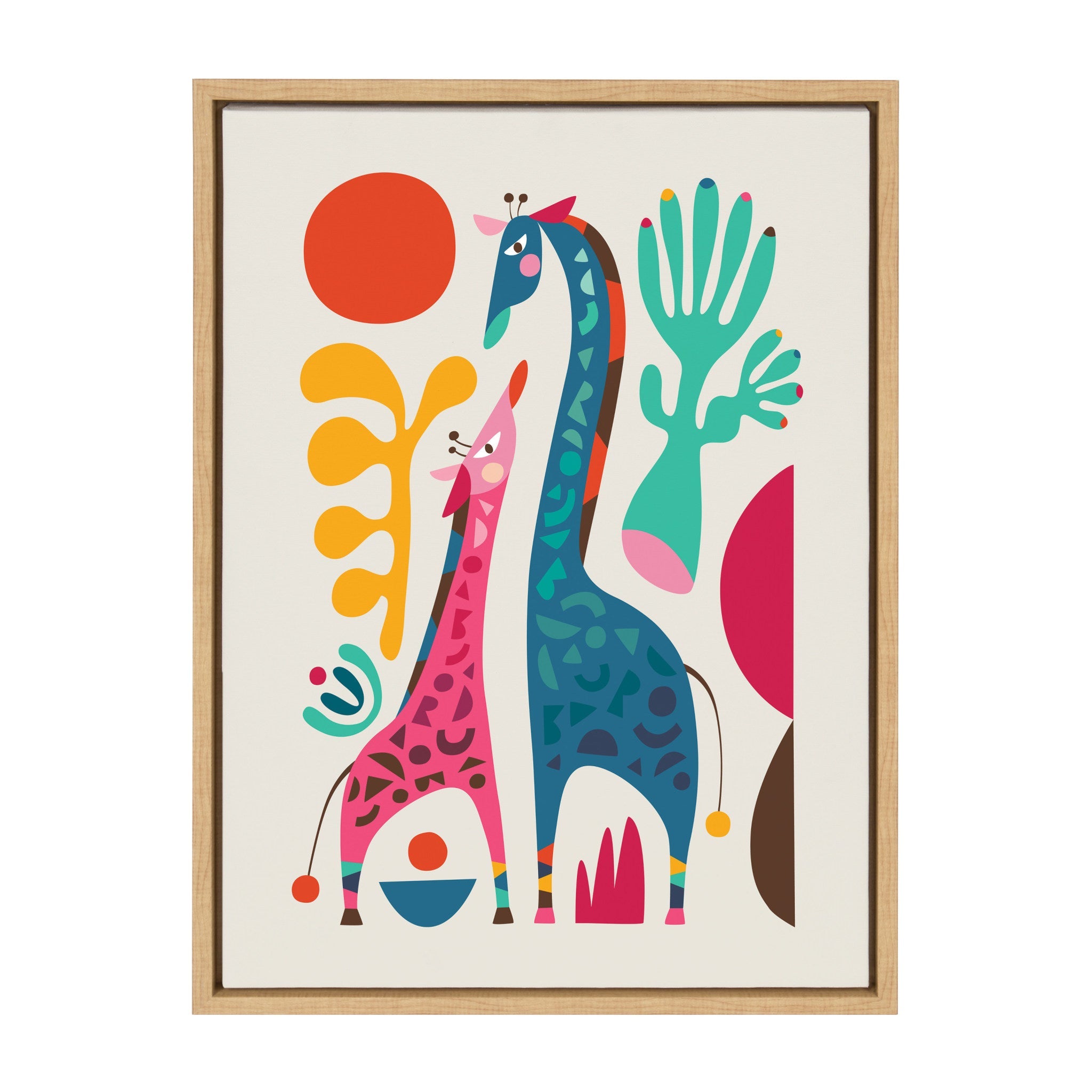 Sylvie Giraffe Love Framed Canvas by kateandlaurel - main product image for Resin Society