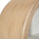 Close-up of a smooth, light wood arch with subtle grain, showing precise craftsmanship and a gentle curvature against a soft white background.