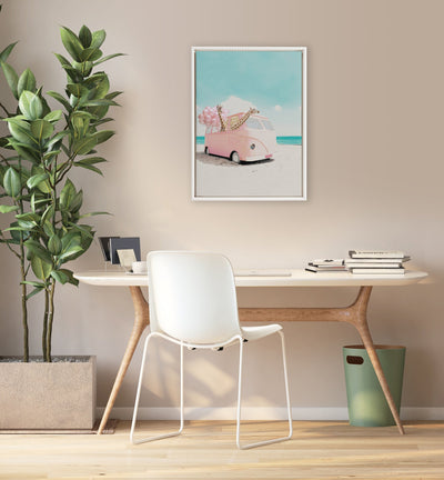 Sylvie Beaded Pink Van Framed Canvas by July Art Prints