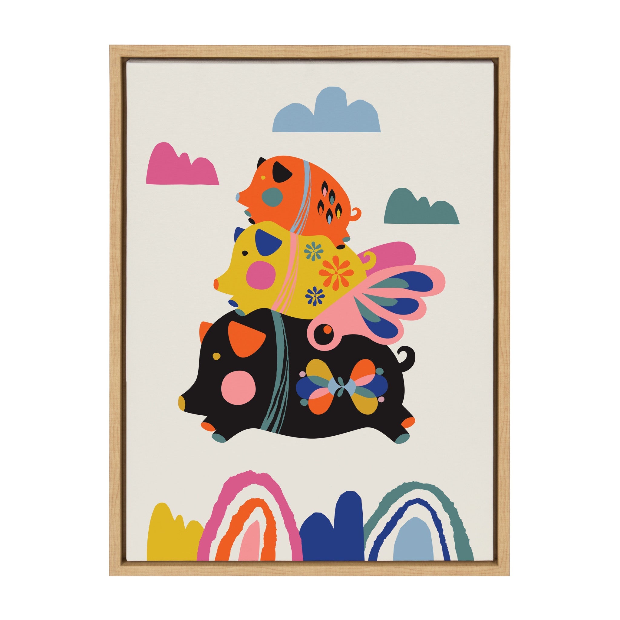 Sylvie Flying Pigs Framed Canvas by kateandlaurel - main product image for Resin Society