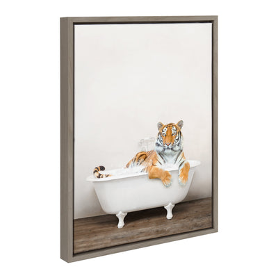 Sylvie Bengal Tiger in Rustic Bath Framed Canvas by kateandlaurel - product image 13 for Resin Society