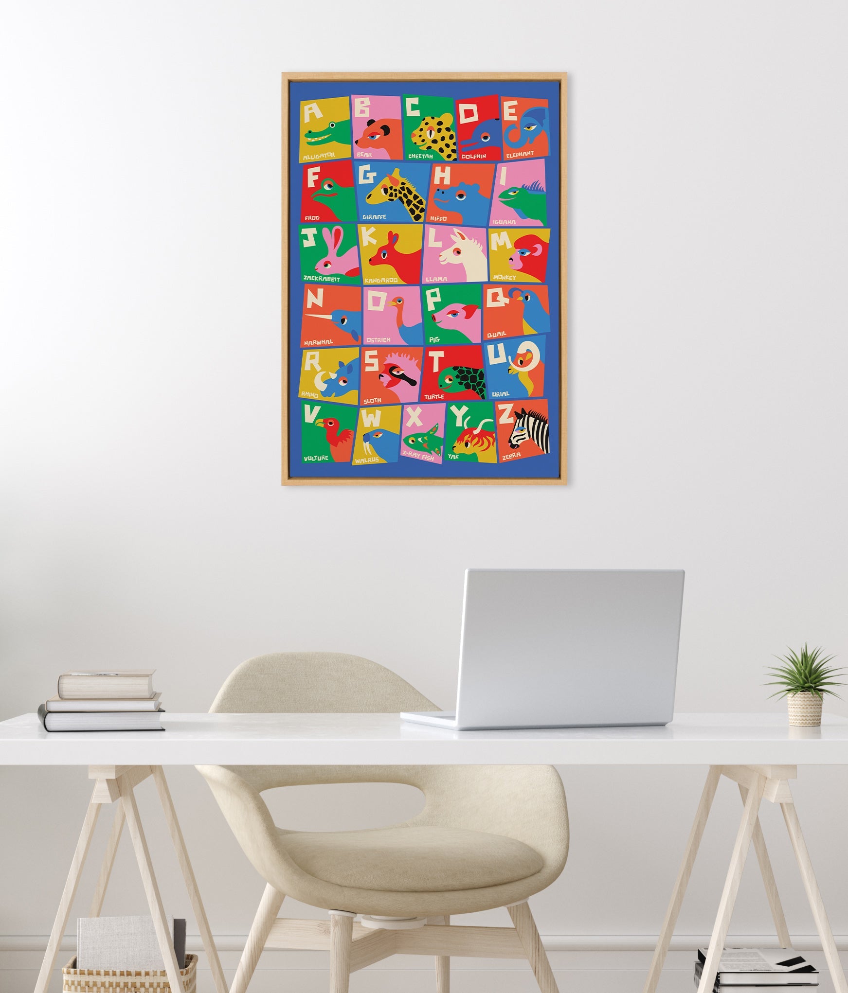 Sylvie Animal Alphabet Framed Canvas by Carrie Cantwell