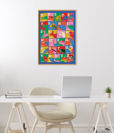 Sylvie Animal Alphabet Framed Canvas by Carrie Cantwell