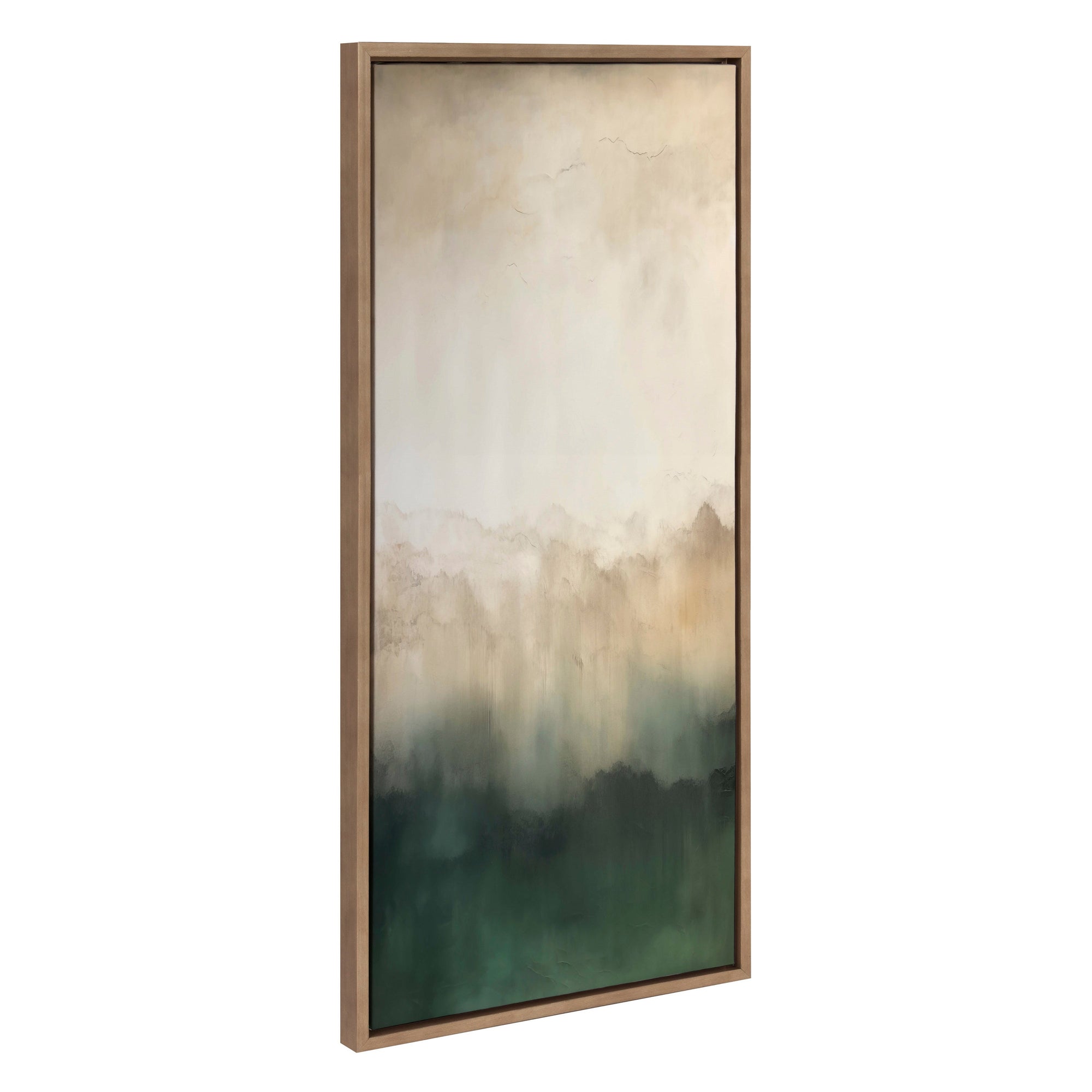 Framed canvas art of a soft, abstract green mountain landscape by Amy Lighthall