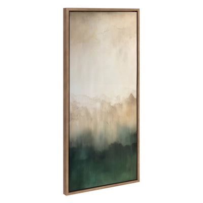 Framed canvas art of a soft, abstract green mountain landscape by Amy Lighthall