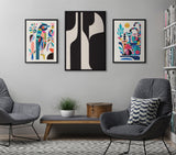 Sylvie Eye Catching Sleek Abstract 6 Black and Beige Framed Canvas by kateandlaurel - product image 17 for Resin Society