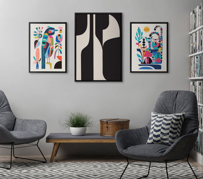 Sylvie Eye Catching Sleek Abstract 6 Black and Beige Framed Canvas by kateandlaurel - product image 17 for Resin Society